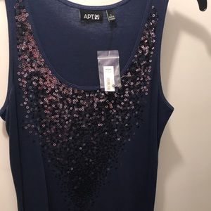 Navy blue sequin tank